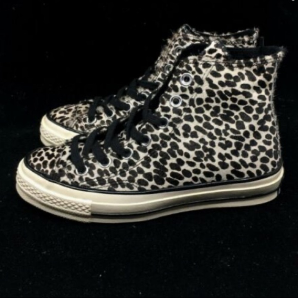 Converse Ctas `70 Cheetah-print Faux Fur High-top Black Egret Pony Hair 157621C - Picture 11 of 14
